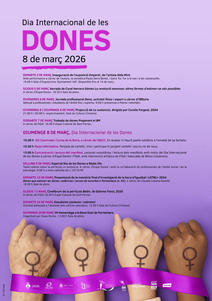 El Consell de Formentera lanza su programa de actividades para el 8 de marzo, Día Internacional de las Mujeres