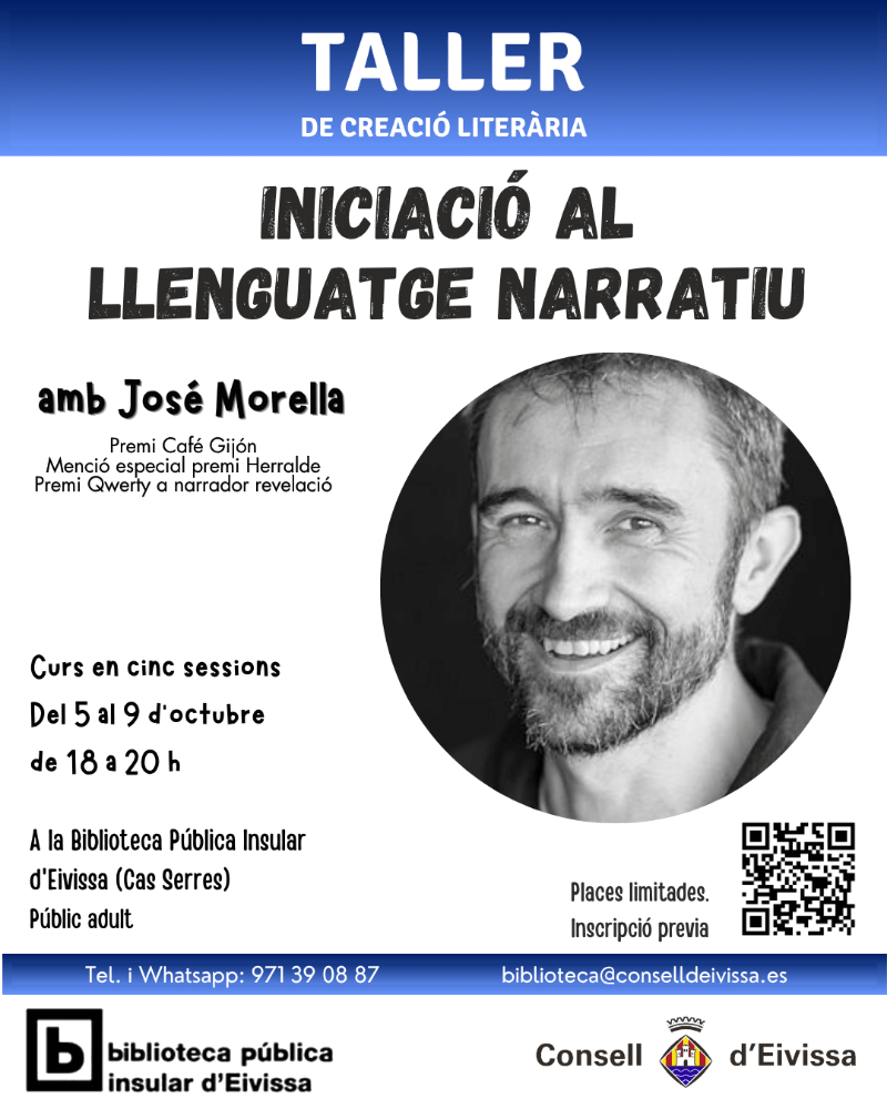 José Morella ofrecerá un taller de iniciación al lenguaje narrativo en la Biblioteca Pública Insular