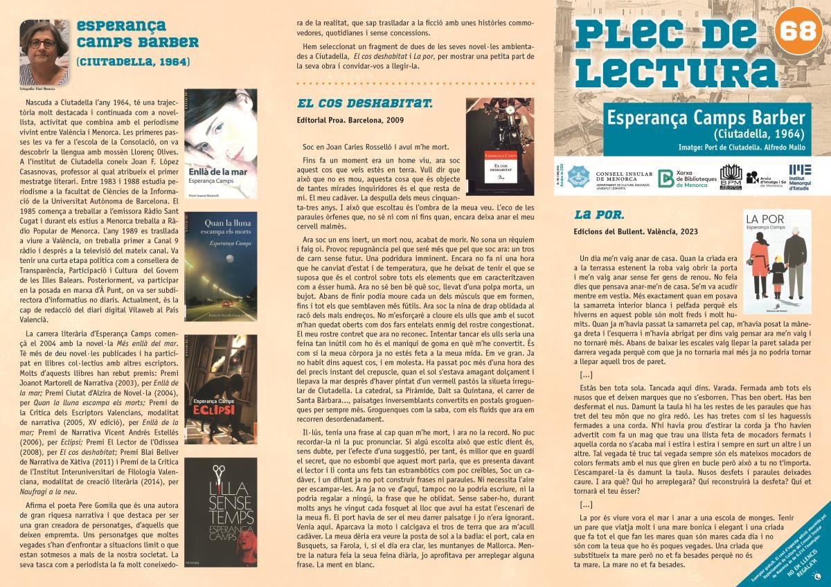 Nou Plec de Lectura dedicat a l'escriptora Esperança Camps